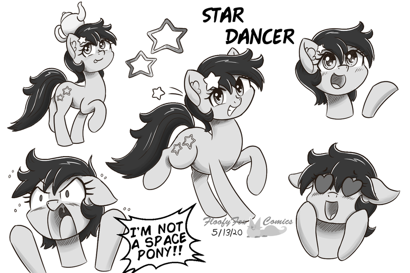 Size: 1500x1000 | Tagged: safe, artist:floofyfoxcomics, derpibooru import, seven seas, star dancer, earth pony, pony, my little pony: the manga, spoiler:manga, black and white, grayscale, monochrome, solo, teapot