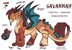 Size: 4198x2946 | Tagged: artist:ruef, bat wings, derpibooru import, draconequus, horns, markings, nonbinary, oc, oc:savannah, paws, reference sheet, safe, solo, wings