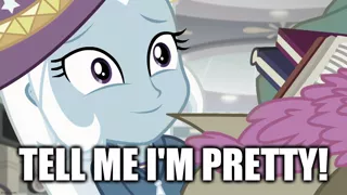 Size: 1280x720 | Tagged: safe, derpibooru import, edit, edited screencap, screencap, trixie, eqg summertime shorts, equestria girls, good vibes, caption, image macro, meme, tag implication bug was here, text, trixie yells at everything