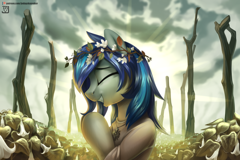 Size: 3000x2000 | Tagged: safe, artist:jedayskayvoker, derpibooru import, oc, earth pony, commission, crossover, earth pony oc, eyes closed, far cry 5, female, praying, rcf community, solo