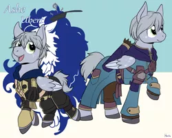 Size: 1280x1024 | Tagged: safe, artist:housho, derpibooru import, ponified, pegasus, pony, ashe ubert, clothes, fire emblem, fire emblem: three houses, male, raised hoof, stallion