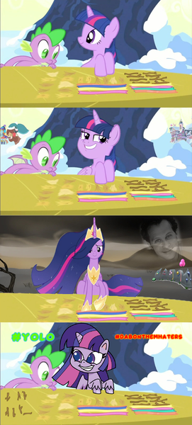 Size: 1438x3184 | Tagged: safe, derpibooru import, edit, edited screencap, screencap, ocellus, princess twilight 2.0, smolder, spike, twilight sparkle, twilight sparkle (alicorn), yona, alicorn, changedling, changeling, dragon, human, pony, unicorn, yak, my little pony: pony life, the last problem, winter wrap up, /mlp/, 4chan, drama, gravestone, immortality blues, irl, irl human, josh haber, loss (meme), older, older twilight, photo, pony life drama, school of friendship, snow, tree, twilight will outlive her friends, winged spike, yolo