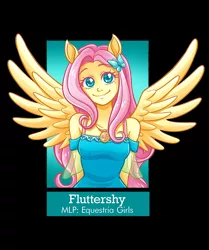 Size: 818x978 | Tagged: safe, alternate version, artist:geminineart, derpibooru import, fluttershy, anthro, equestria girls, equestria girls series, clothes, dress, female, geode of fauna, magical geodes, ponied up, pony ears, smiling, solo, spread wings, wings