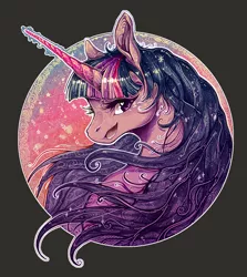 Size: 1509x1694 | Tagged: safe, alternate version, artist:shon2, derpibooru import, twilight sparkle, bust, colored, glowing horn, heart eyes, horn, portrait, smiling, solo, wingding eyes