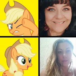 Size: 1300x1300 | Tagged: applejack, brazil, claudia victória, derpibooru import, drake, meme, safe, samira fernandes, voice actor