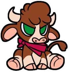 Size: 284x297 | Tagged: arizona cow, arizonadorable, artist:littlebraineater, bandana, chibi, cloven hooves, community related, cow, cute, derpibooru import, female, no pupils, safe, simple background, solo, them's fightin' herds, transparent background