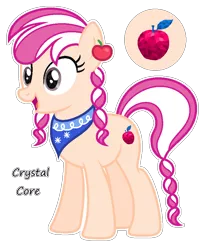 Size: 744x896 | Tagged: safe, artist:razorbladetheunicron, derpibooru import, oc, oc:crystal core, unofficial characters only, earth pony, pony, lateverse, bandana, base used, braid, braided pigtails, braided tail, cutie mark, ear piercing, earring, female, jewelry, magical lesbian spawn, mare, next generation, offspring, parent:apple bloom, parent:diamond tiara, parents:diamondbloom, piercing, pigtails, simple background, solo, transparent background