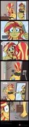 Size: 2292x10038 | Tagged: safe, artist:niban-destikim, artist:pacificside18, derpibooru import, flash sentry, sunset shimmer, comic:inner thoughts, equestria girls, bedroom, belly, belly button, big belly, big mistake, brush, clothes, comic, comic page, confused, dresser, dropping, female, flashimmer, frame, frightened, geode, geode of empathy, hairbrush, jewelry, lamp, looking back, looking over shoulder, magical geodes, male, mirror, necklace, nightstand, picture frame, pregnant, prologue, shipping, shower, smiling, startled, straight, sunset preggers, wide eyes