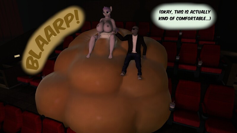 Size: 1280x720 | Tagged: 3d, anthro, artist:nightsoil, big breasts, breasts, busty maud pie, cinema, clothes, derpibooru import, dialogue, diaper, diaper fetish, exhibitionism, faceless male, female, fetish, holding hands, horror movie, huge breasts, hypermess, hyper scat, impossibly large diaper, male, maud pie, messy diaper, nipples, nudity, offscreen character, partial nudity, plantigrade anthro, poofy diaper, poop, pooping, poopy diaper, public, public nudity, questionable, scared, scat, sitting, source filmmaker, sunglasses, topless