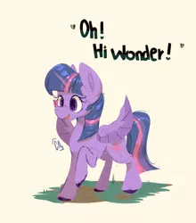 Size: 1273x1447 | Tagged: safe, artist:icecreamsandwich12, derpibooru import, twilight sparkle, twilight sparkle (alicorn), alicorn, butterfly, pony, butterfly on nose, cute, dialogue, female, heart, insect on nose, mare, open mouth, simple background, solo, spread wings, twiabetes, unshorn fetlocks, white background, wings