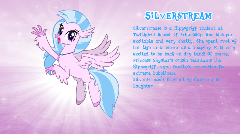 Size: 1280x719 | Tagged: artist:andoanimalia, bio, classical hippogriff, cute, derpibooru import, diastreamies, female, hippogriff, safe, silverstream, solo, text