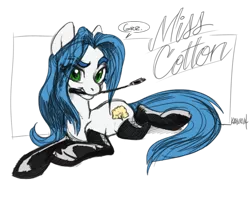 Size: 1000x787 | Tagged: suggestive, artist:kabukihomewood, derpibooru import, edit, oc, oc:ms. cotton, unofficial characters only, earth pony, pony, clothes, dominatrix, female, growling, latex, latex socks, looking at you, mare, mouth hold, prone, raised eyebrow, riding crop, socks, solo