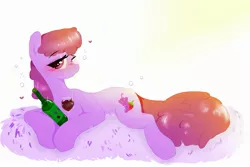 Size: 2522x1684 | Tagged: safe, artist:stargrid4, derpibooru import, berry punch, berryshine, earth pony, pony, alcohol, berrybetes, blushing, cute, drunk, drunk bubbles, female, glass, heart, looking at you, mare, prone, simple background, solo, white background, wine, wine glass