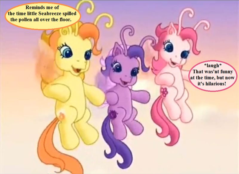 Size: 948x689 | Tagged: breezie, cute, derpibooru import, diabreezies, dialogue, diazipzees, edit, edited screencap, g3, implied seabreeze, misspelling, noodle incident, safe, screencap, speech bubble, the princess promenade, tiddlywink, tra-la-la, zipzee