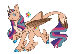 Size: 1280x960 | Tagged: artist needed, source needed, useless source url, safe, derpibooru import, sunset shimmer, twilight sparkle, twilight sparkle (alicorn), alicorn, pony, unicorn, chest fluff, cloven hooves, cutie mark, female, fusion, horn, leonine tail, mare, multiple horns, simple background, transparent background, tricorn, unshorn fetlocks