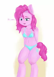 Size: 1280x1826 | Tagged: suggestive, artist:generallegion, derpibooru import, pinkie pie, anthro, earth pony, unguligrade anthro, bikini, breasts, clothes, female, mare, solo, solo female, swimsuit