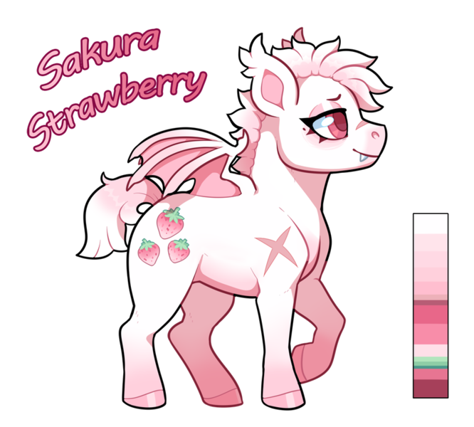 Size: 815x734 | Tagged: safe, artist:lastnight-light, derpibooru import, oc, oc:sakura strawberry, bat pony, pony, female, mare, simple background, solo, transparent background