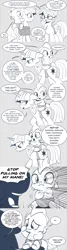 Size: 960x3600 | Tagged: safe, artist:mamatwilightsparkle, derpibooru import, moondancer, spike, twilight sparkle, dragon, pony, unicorn, abuse, angry, baby, baby spike, comic, crying, diaper, glasses, hair pulling, implied princess cadance, implied shining armor, mama twilight sparkle, monochrome, outburst, riding on back, tumblr, yelling, younger