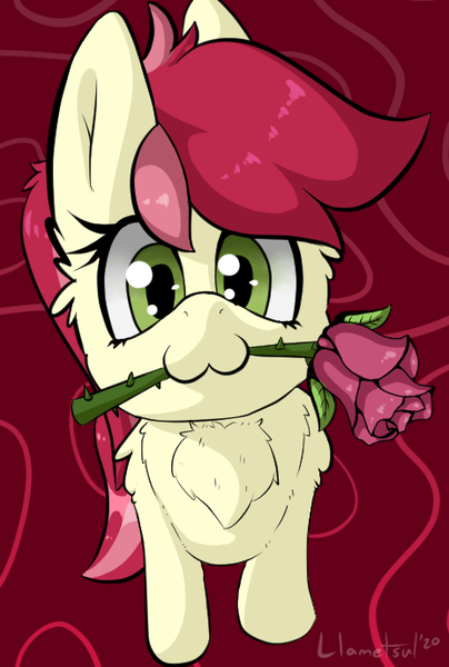 Size: 464x689 | Tagged: safe, artist:llametsul, derpibooru import, part of a set, roseluck, earth pony, pony, badumsquish's kitties, cheek fluff, chest fluff, cute, cuteluck, ear fluff, eyelashes, female, flower, leg fluff, looking at you, looking up, mare, owo, rose, simple background, solo, thorns
