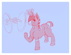 Size: 2301x1785 | Tagged: artist:thewindking, derpibooru import, don't skip horn day, eye covered by hair, horn, magic, multiple horns, oc, oc:mix, ponytail, safe, simple background, sketch, tail wrap, unofficial characters only, weight lifting, zunicorn