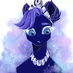 Size: 2000x2000 | Tagged: abstract background, alicorn, anthro, artist:livitoza, bust, crown, derpibooru import, female, jewelry, necklace, portrait, princess luna, regalia, safe, sketch, solo