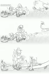 Size: 2139x3228 | Tagged: artist:dsb71013, comic, derpibooru import, monochrome, oc, oc:amber spark, oc:light fantastic, oc:maplejack, oc:night cap, oc:static signal, safe, scared, unofficial characters only, vine