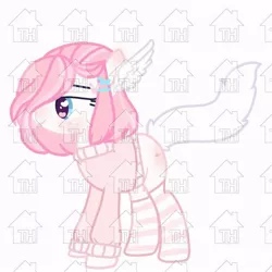 Size: 700x700 | Tagged: safe, artist:moon-bunii, derpibooru import, oc, oc:moeka, earth pony, blushing, clothes, ear feathers, female, heart, heart eyes, obtrusive watermark, shirt, simple background, socks, striped socks, toyhouse, toyhouse watermark, watermark, white background, wingding eyes