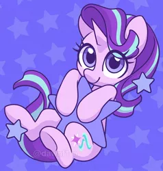 Size: 900x947 | Tagged: safe, artist:dawnfire, derpibooru import, starlight glimmer, pony, unicorn, blue background, cute, female, glimmerbetes, looking at you, mare, simple background, solo, stars, tangible heavenly object