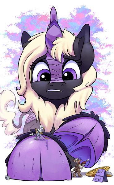 Size: 3973x6463 | Tagged: safe, artist:tsitra360, derpibooru import, oc, oc:der, oc:thumbtack, oc:zakira, gryphon, kirin, business, cloven hooves, cute, farrier, frog (hoof), hoof care, hooves, jackhammer, micro, mop, underhoof