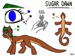 Size: 2272x1702 | Tagged: safe, artist:lrusu, derpibooru import, oc, oc:sugar dawn, ponified, unofficial characters only, alp-luachra, original species, pony, blue eyes, commission, female, freckles, reference sheet, smiling, smiling at you