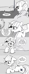 Size: 960x2400 | Tagged: safe, artist:mamatwilightsparkle, derpibooru import, twilight sparkle, pony, unicorn, bed, comic, glowing horn, horn, implied spike, mama twilight sparkle, monochrome, sad, towel, tumblr, wet, wet mane, younger