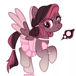 Size: 2000x2000 | Tagged: safe, artist:shineyaris, derpibooru import, oc, oc:velvet mudslide, unofficial characters only, pegasus, pony, clothes, dress, female, jewelry, mare, necklace, pearl necklace, pegasus oc, simple background, white background, wings