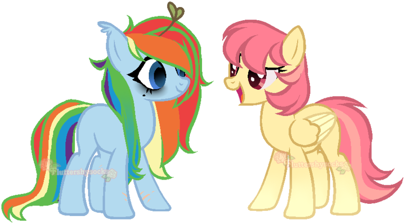 Size: 860x477 | Tagged: safe, artist:skulifuck, derpibooru import, oc, oc:rainbow riot, oc:shy sprout, unofficial characters only, earth pony, pegasus, pony, bags under eyes, base used, duo, earth pony oc, female, mane swap, mare, open mouth, pegasus oc, sfae, simple background, transparent background, wide eyes, wings