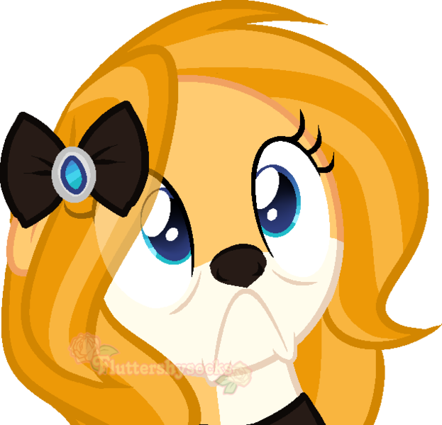 Size: 635x612 | Tagged: safe, artist:skulifuck, derpibooru import, oc, unofficial characters only, fox, fox pony, hybrid, pony, :c, base used, bow, bust, eyelashes, frown, hair bow, simple background, solo, transparent background, watermark, wide eyes