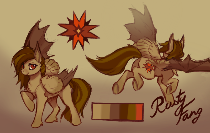 Size: 2561x1624 | Tagged: safe, artist:chillyfish, derpibooru import, oc, unofficial characters only, bat pony, pony, bat pony oc, bat wings, chest fluff, duo, flying, raised hoof, reference sheet, underhoof, wings