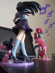 Size: 717x960 | Tagged: safe, derpibooru import, kotobukiya, pinkie pie, twilight sparkle, twilight sparkle (alicorn), alicorn, earth pony, human, pony, humanized, irl, jojo's bizarre adventure, kotobukiya pinkie pie, kotobukiya twilight sparkle, meme, menacing, oh you're approaching me, photo, self ponidox, ゴ ゴ ゴ