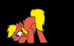 Size: 1200x750 | Tagged: suggestive, artist:whateverbender, derpibooru import, edit, editor:whistle blossom, oc, oc:whistle blossom, pegasus, pony, animated, black background, blushing, butt, butt shake, cute, dock, featureless crotch, female, filly, foal, frame by frame, gif, plot, recolor, simple background, teenager, unamused, whistlebetes