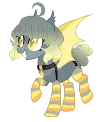 Size: 1280x1466 | Tagged: safe, artist:magicdarkart, derpibooru import, oc, bat pony, pony, clothes, deviantart watermark, female, mare, obtrusive watermark, simple background, socks, solo, striped socks, transparent background, watermark