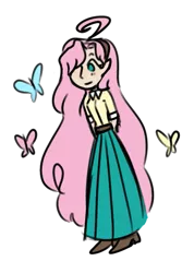 Size: 451x635 | Tagged: artist:ask-pinkie-polkadot-pie, butterfly, clothes, derpibooru import, fluttershy, headband, human, humanized, long skirt, safe, shirt, simple background, skirt, solo, transparent background, tumblr:ask-pinkie-polkadot-pie