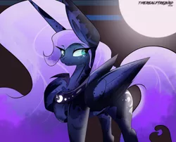 Size: 4350x3508 | Tagged: safe, artist:therealf1rebird, derpibooru import, princess luna, alicorn, pony, fanart, female, full moon, impossibly large ears, large ears, mare, moon, solo