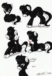 Size: 1977x2886 | Tagged: safe, artist:newyorkx3, derpibooru import, oc, oc:tommy junior, unofficial characters only, behaving like a cat, colt, cute, denial, eyes closed, licking, male, ponyloaf, scratching, tongue out, traditional art