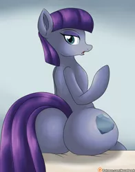 Size: 2000x2550 | Tagged: alternate version, artist:novaspark, boulder buns, butt, derpibooru import, explicit source, female, looking at you, looking back, looking back at you, maud pie, open mouth, plot, sitting, solo, suggestive, the ass was fat