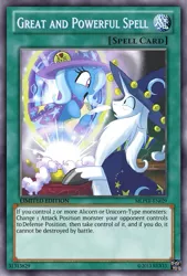 Size: 333x493 | Tagged: artist:poppixierex, ccg, comic, derpibooru import, edit, issue 17, safe, star swirl the bearded, trading card, trading card edit, trading card game, trixie, yu-gi-oh!