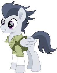 Size: 1170x1500 | Tagged: safe, artist:cloudyglow, derpibooru import, rumble, pegasus, pony, anastasia, clothes, crossover, dimitri, don bluth, male, movie accurate, older, older rumble, simple background, solo, stallion, transparent background