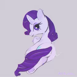 Size: 1641x1642 | Tagged: safe, artist:zrm_owo_, derpibooru import, rarity, pony, unicorn, cute, female, looking at you, looking back, looking back at you, mare, profile, prone, raribetes, solo