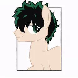 Size: 768x768 | Tagged: safe, artist:emeriss96, derpibooru import, ponified, earth pony, pony, bust, izuku midoriya, male, my hero academia, simple background, smiling, solo, stallion, white background