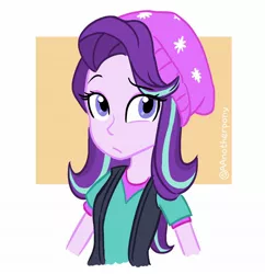 Size: 1628x1680 | Tagged: safe, artist:aanotherpony, derpibooru import, starlight glimmer, equestria girls, mirror magic, spoiler:eqg specials, beanie, confused, female, hat, looking at you, solo