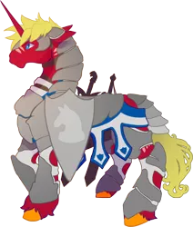 Size: 1994x2346 | Tagged: safe, artist:sitaart, derpibooru import, oc, oc:steel prism, unofficial characters only, pony, unicorn, ponyfinder, armor, dungeons and dragons, fantasy class, knight, male, pen and paper rpg, rpg, simple background, solo, stallion, transparent background, warrior