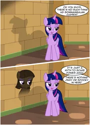 Size: 2901x4058 | Tagged: safe, artist:badumsquish, derpibooru import, twilight sparkle, twilight sparkle (alicorn), oc, alicorn, monster pony, original species, pony, shadow pony, comic, cursed, dialogue, dreamworks face, duo, egyptian pony, famous last words, female, folded wings, image, implied mane six, png, pyramid, raised eyebrow, shadow, show accurate, smiling, smirk, smug, somnambulan curse, talking, this will end in spook, wings