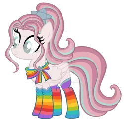 Size: 1280x1268 | Tagged: safe, artist:magicdarkart, derpibooru import, oc, pegasus, pony, clothes, deviantart watermark, female, mare, obtrusive watermark, rainbow socks, simple background, socks, solo, striped socks, transparent background, watermark